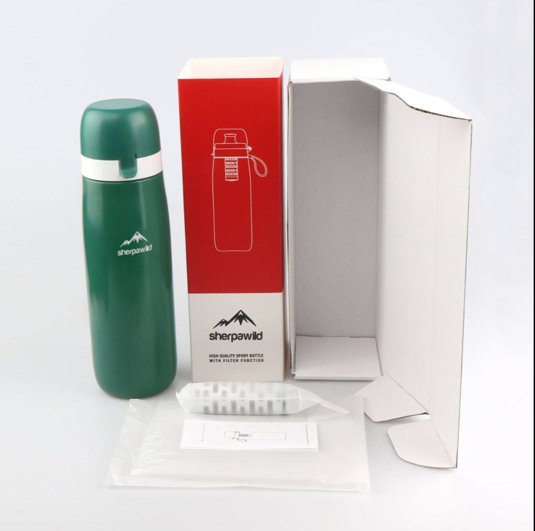 Hiking water filter bottle